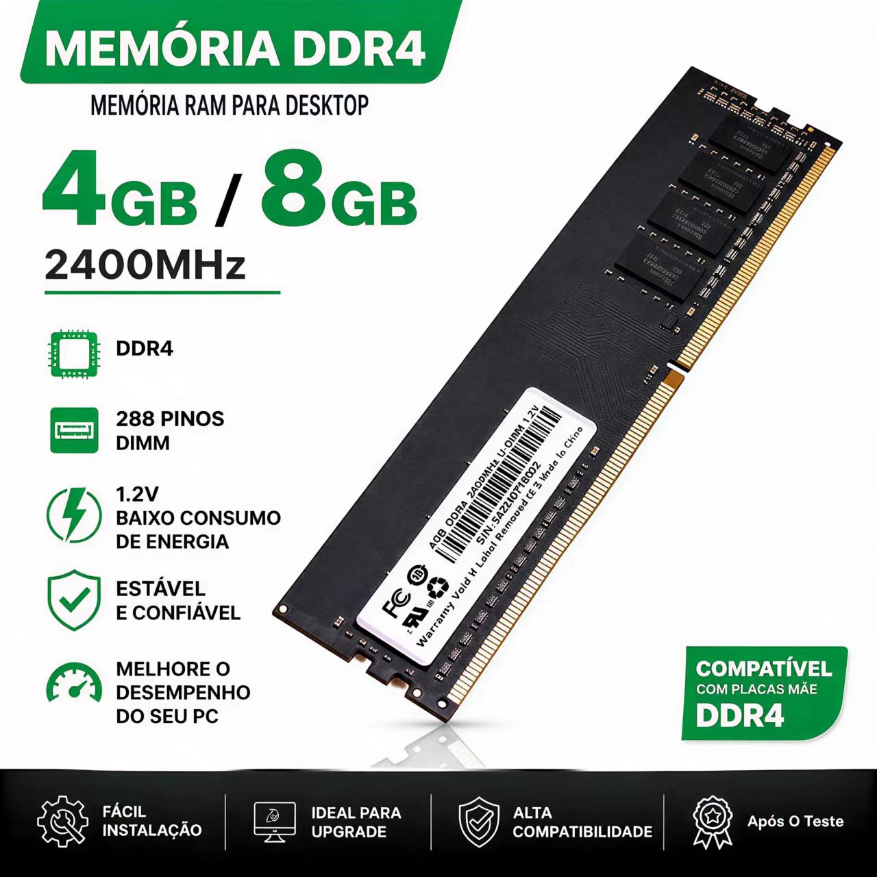 Memoria RAM DDR4 4GB 8GB 2400M - Memory Ram Upgrade reseña y precio