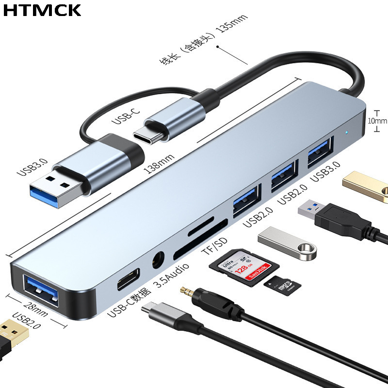 Hub USB C 8 en 2, Estación de  - Usb C Docking Hub reseña y precio